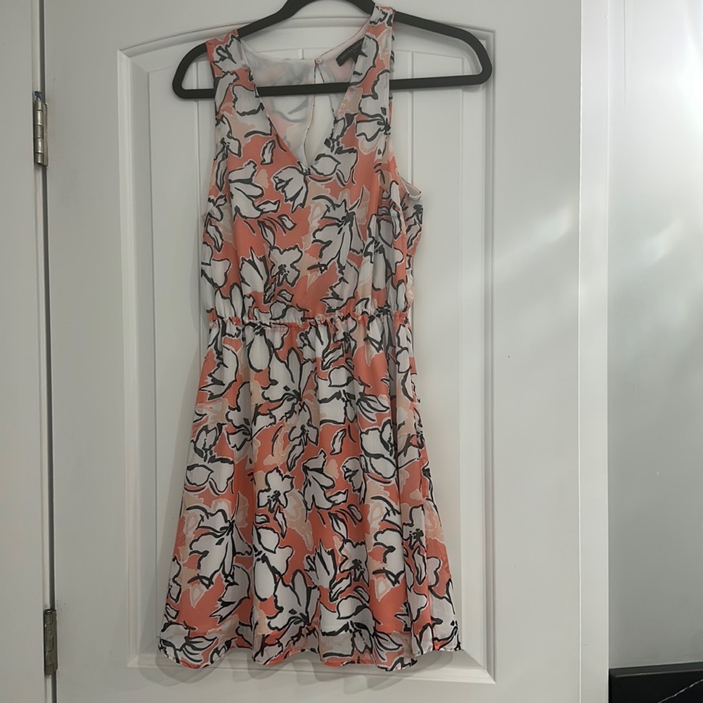 Coral flower dress with cut outs